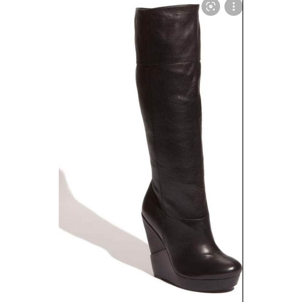 Aldo leather knee high wedge boots
